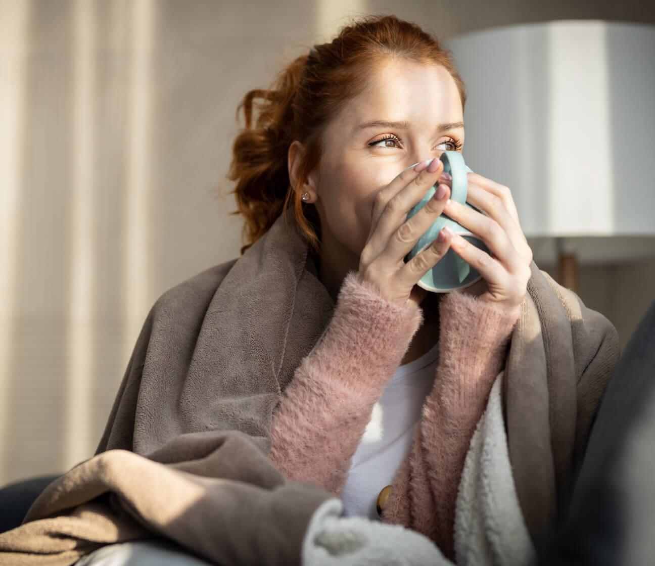 Woman with flu symptoms