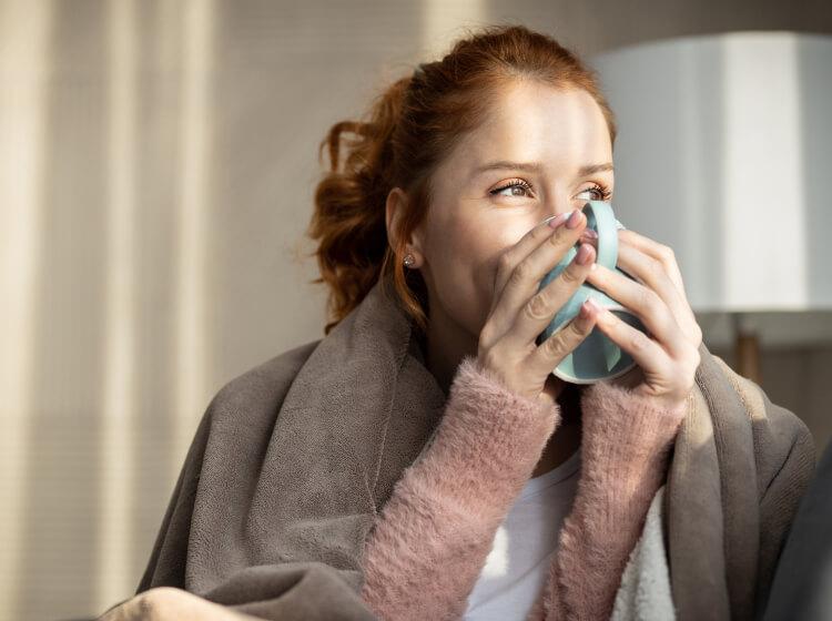 Woman with flu symptoms